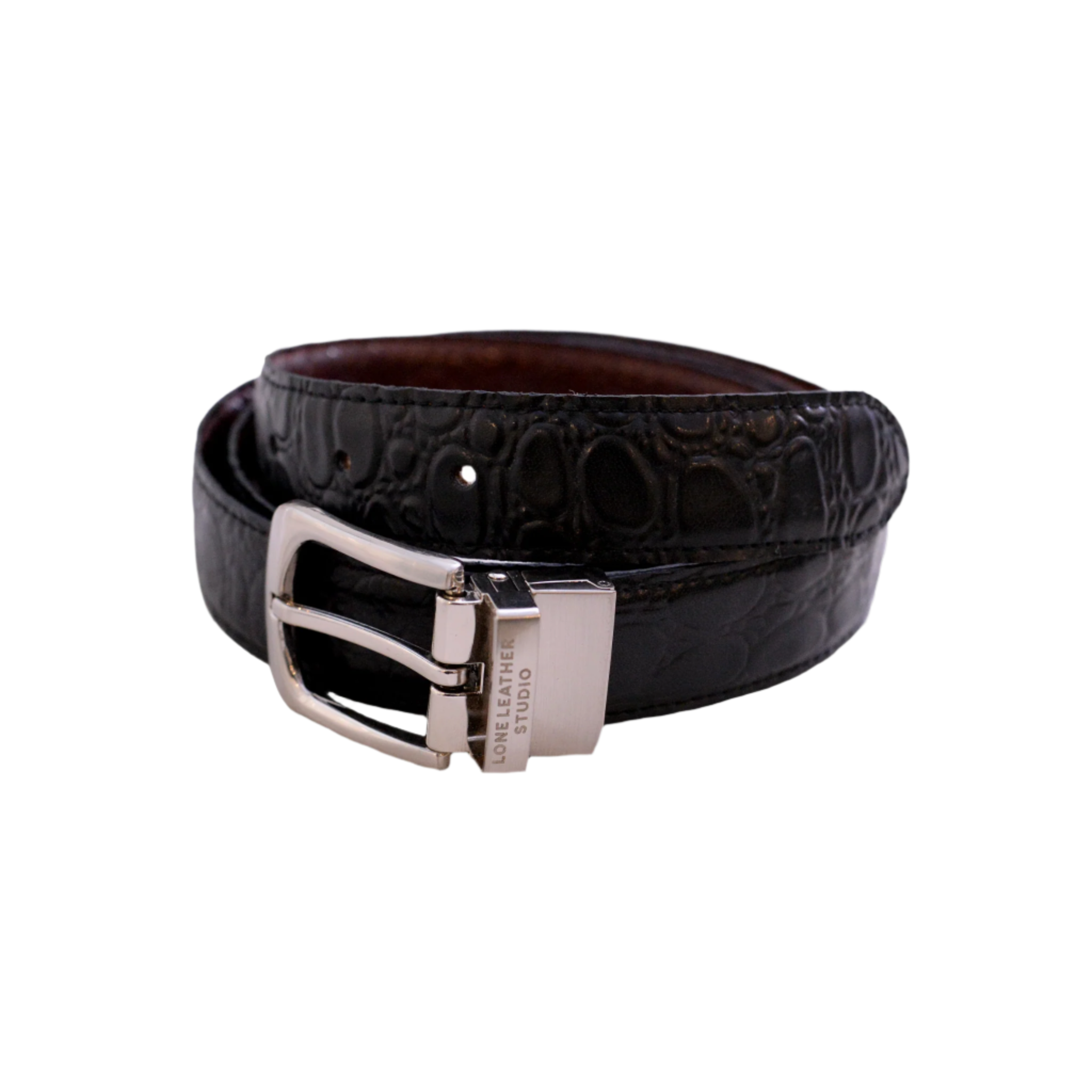 Dress Leather Belt  in Crocodile pettern