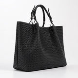 Aurelia Micro Braided Leather Tote – Handwoven Intrecciato Leather Shopper Bag