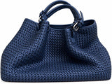 Aurelia Micro Braided Leather Tote – Handwoven Intrecciato Leather Shopper Bag