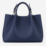 Aurelia Micro Braided Leather Tote – Handwoven Intrecciato Leather Shopper Bag