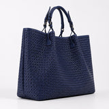 Aurelia Micro Braided Leather Tote – Handwoven Intrecciato Leather Shopper Bag