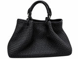 Aurelia Micro Braided Leather Tote – Handwoven Intrecciato Leather Shopper Bag